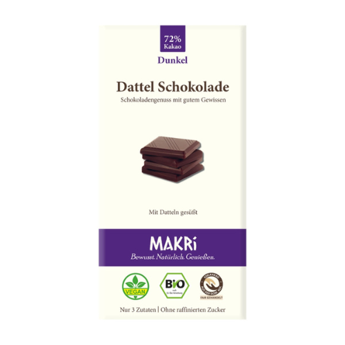 Dattel Schokolade Dunkel 72%, 85g