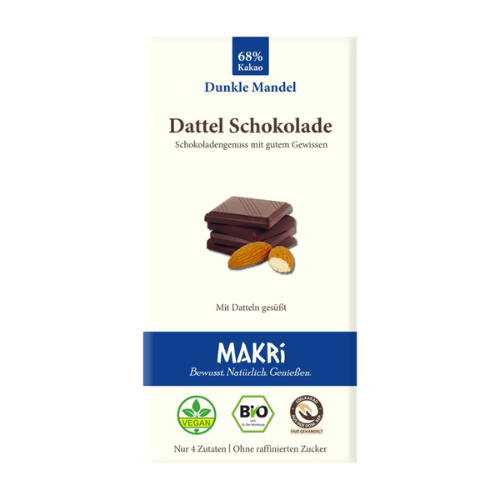 Dattel Schokolade Dunkle Mandel 68%, 85g