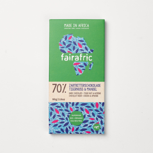 Zartbitterschokolade 70%, Tigernuss & Mandel, 80g