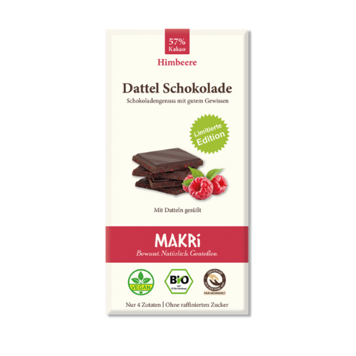 Dattel Schokolade Himbeere 57%, 85g